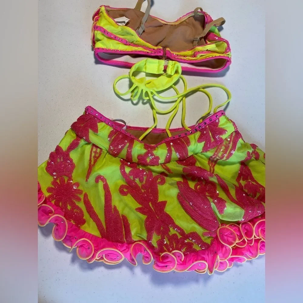 Tenth House solo custom 2 piece costume sequin stone neon Neutron TH25249 LC chi